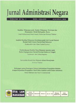 					View Vol. 20 No. 1 (2014): Jurnal Administrasi Negara
				