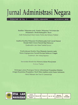 					View Vol. 20 No. 2 (2014): Jurnal Administrasi Negara
				